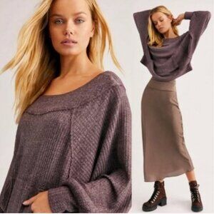 We the Free West End V-Back Top Waffle Thermal‎ Knit Oversized Slouchy Grunge XS